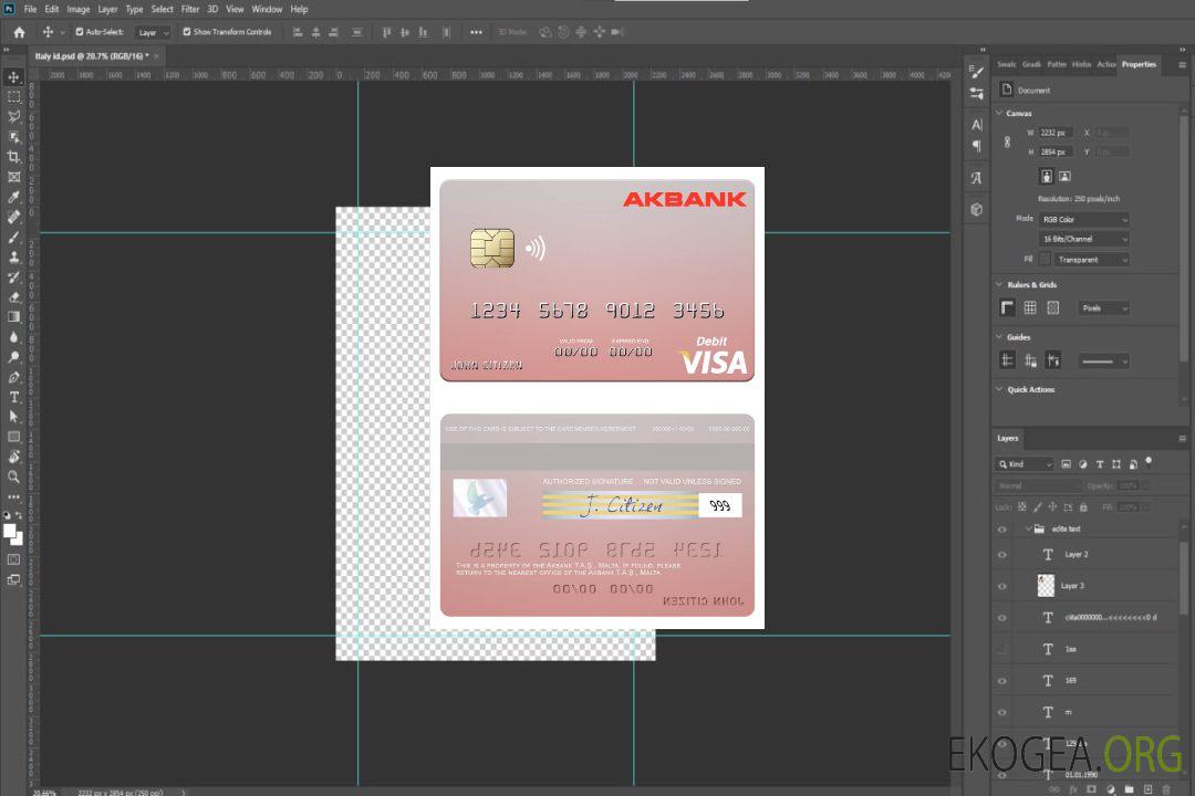 Malte Akbank T.A.Ş. carte de débit visa template Malte Akbank T.A.Ş. carte de débit visa template
